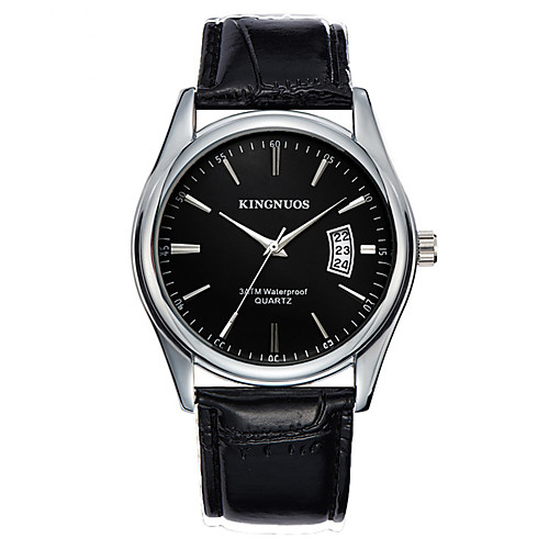 

KINGNUOS Men's Dress Watch Quartz Stylish Leather Black / Brown Water Resistant / Waterproof Calendar / date / day New Design Analog Fashion - WhiteGolden Black / Orange Blue One Year Battery Life