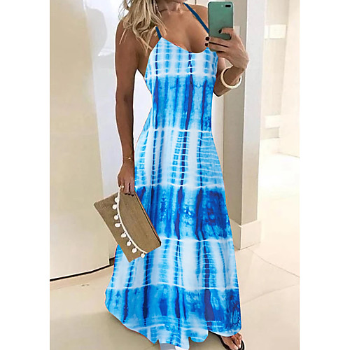 

Women's Blue Dress A Line Striped M L