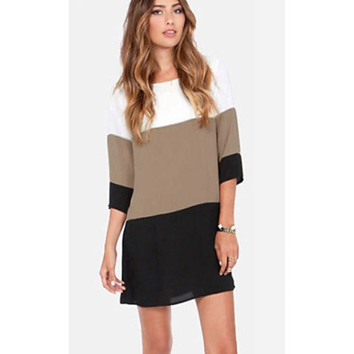 

Women's Yellow Blue Dress Shift Color Block S M