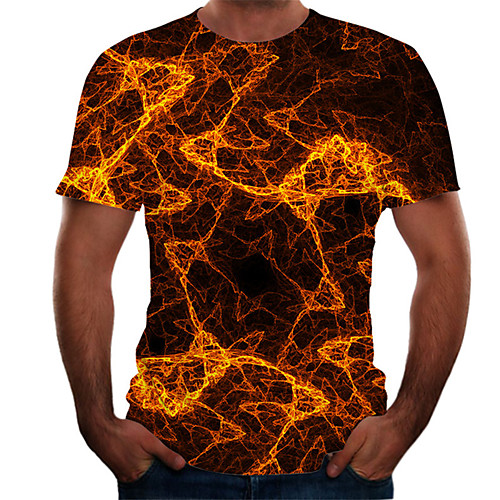 

Men's Daily Basic T-shirt - Color Block / 3D Print Orange