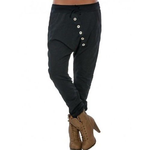 

Women's Basic Harem Pants - Solid Colored Khaki Blue Black S M L