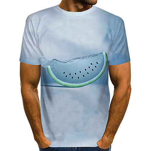 

Men's Daily Holiday Street chic / Exaggerated T-shirt - Color Block / 3D / Abstract Print White