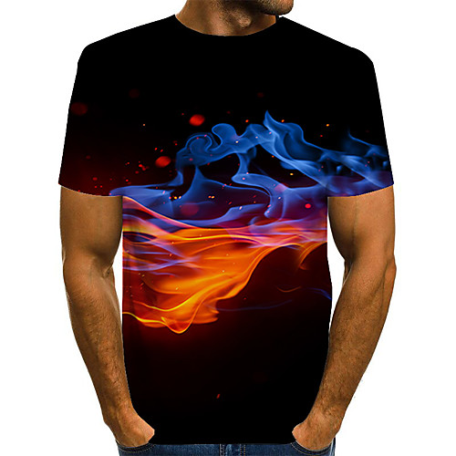 

Men's Plus Size 3D Graphic Print T-shirt Basic Street chic Daily Going out Round Neck Rainbow / Short Sleeve