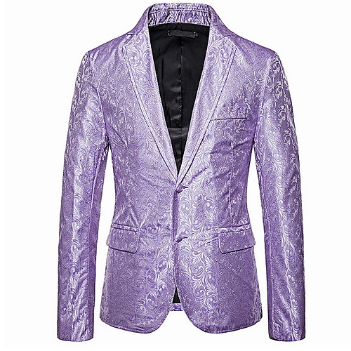 

Men's Blazer Notch Lapel Polyester Purple / Red / Black