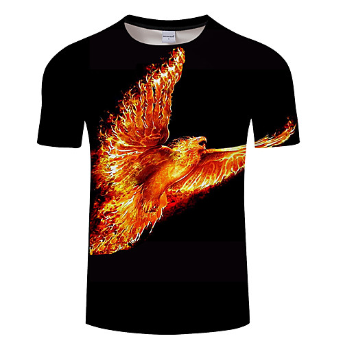 

Men's Daily Going out Exaggerated T-shirt - 3D / Animal Print Black