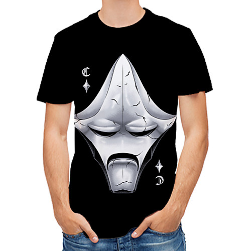 

Men's Daily Club Rock / Street chic T-shirt - Color Block / 3D / Tribal Print Black