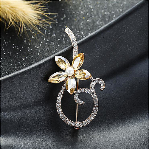 

Women's Cubic Zirconia Brooches Classic Paper Clip Stylish Simple Classic Brooch Jewelry Gold Silver For Party Gift Daily Work Festival