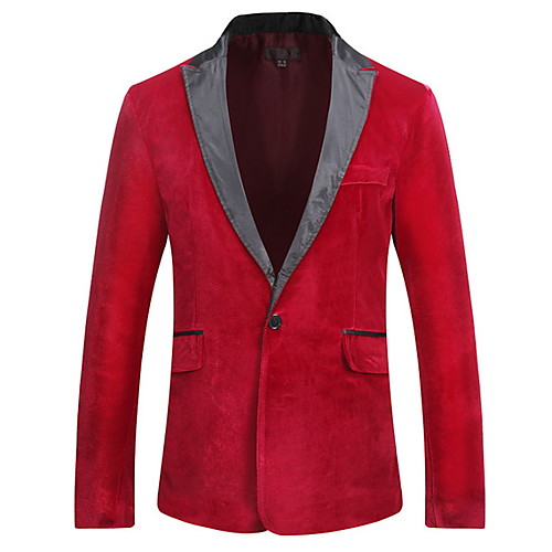 

Men's Blazer Notch Lapel Polyester Wine / Purple / Black