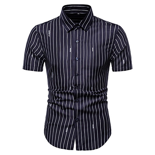 

Men's Geometric Shirt Basic Daily Weekend Classic Collar White / Black / Short Sleeve