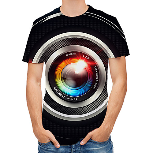 

Men's Daily Club Rock / Street chic T-shirt - Color Block / 3D / Abstract Print Black