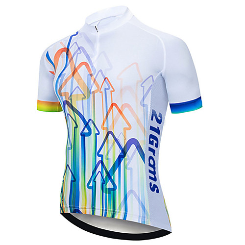 

21Grams Men's Short Sleeve Cycling Jersey 100% Polyester Blue / White Geometic Bike Jersey Top Mountain Bike MTB Road Bike Cycling UV Resistant Breathable Quick Dry Sports Clothing Apparel / Stretchy