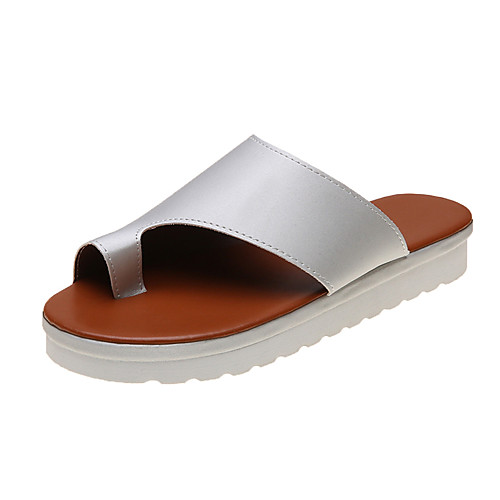 

Women's / Unisex Slippers & Flip-Flops 2020 Spring & Summer Flat Heel Open Toe Casual Vintage Daily Beach PU Walking Shoes White / Black / Purple
