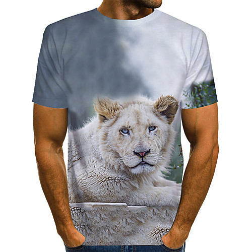 

Men's Daily Going out Basic / Street chic T-shirt - 3D / Graphic / Animal Print White