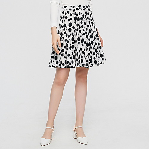 

Women's A Line Skirts - Polka Dot White S M L