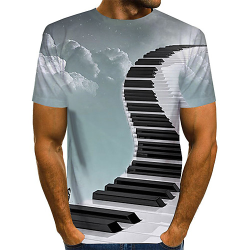 

Men's Daily Holiday Street chic / Exaggerated T-shirt - Color Block / 3D / Abstract Print Gray
