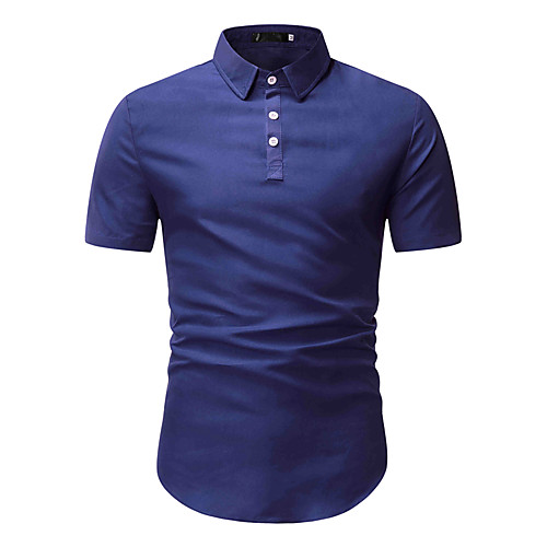 

Men's Work Weekend Business / Chinoiserie Shirt - Solid Colored Navy Blue