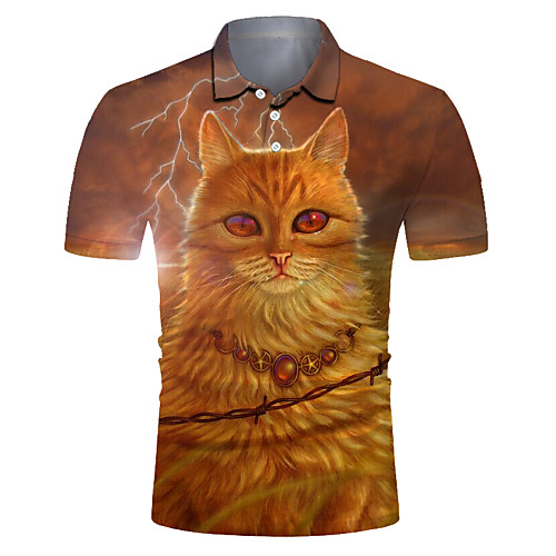 

Men's Club Weekend Rock / Exaggerated Polo - 3D / Solid Colored / Animal Cat, Print Yellow