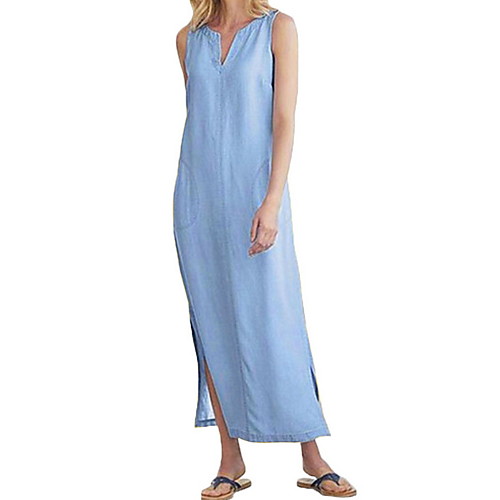 

Women's Yellow White Dress A Line Solid Color S M