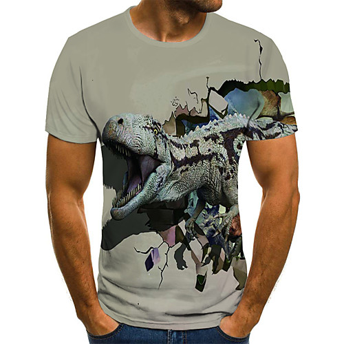 

Men's Daily Going out Street chic / Exaggerated T-shirt - Geometric / 3D / Graphic Pleated / Print Rainbow
