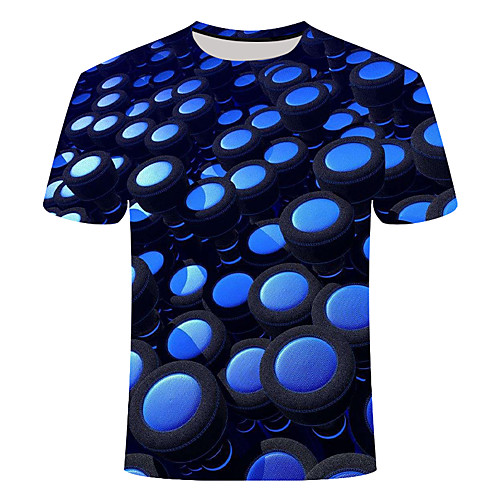 

Men's Daily Going out Basic T-shirt - 3D / Graphic / Visual Deception Print Blue