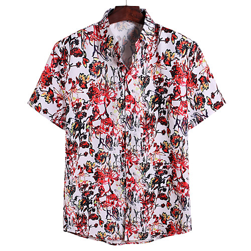 

Men's Geometric Shirt Holiday Classic Collar Wine / Short Sleeve