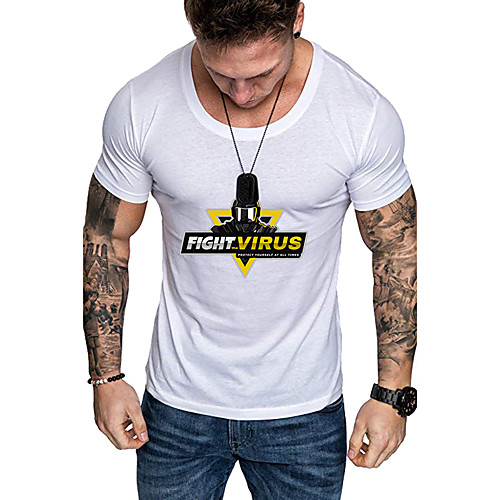 

Men's Daily Sports Business / Basic T-shirt - Letter / Portrait Black & White, Print Yellow