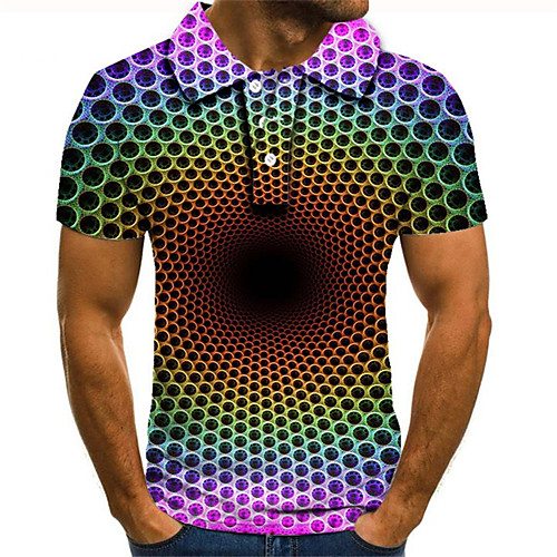 

Men's Daily Going out Street chic / Exaggerated Polo - Color Block / 3D / Graphic Rainbow