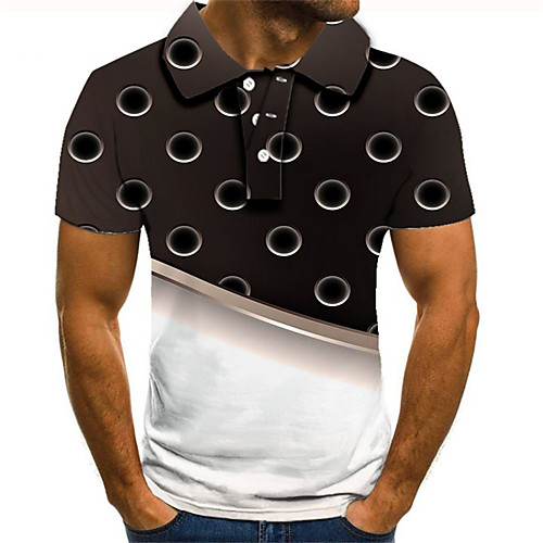 

Men's Plus Size Color Block 3D Polo Street chic Exaggerated Daily Going out Shirt Collar Rainbow / Short Sleeve