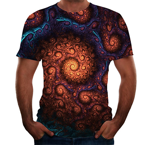 

Men's Daily Basic T-shirt - Color Block / 3D Print Orange