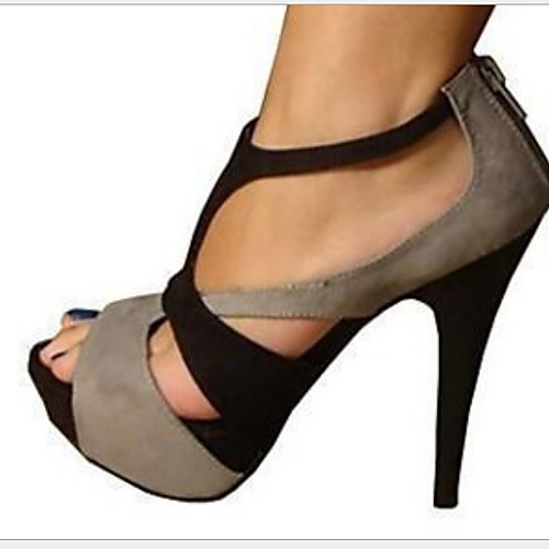 

Women's Sandals Stiletto Heel Open Toe Suede Booties / Ankle Boots Spring & Summer Gray