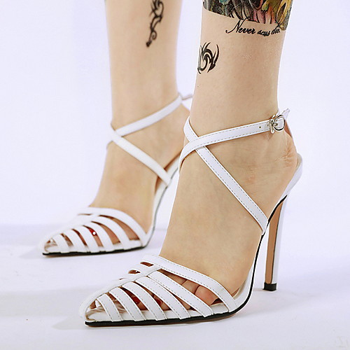

Women's Sandals Stiletto Heel Pointed Toe PU Summer White