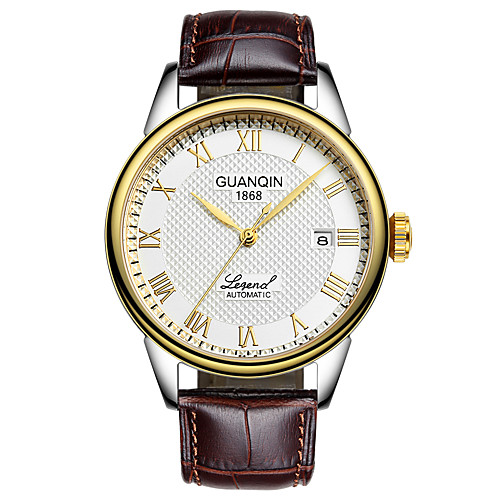 

GUANQIN Men's Mechanical Watch Japanese Automatic self-winding Formal Style Stainless Steel Genuine Leather Black / Silver / Brown 30 m Calendar / date / day Day Date Analog - Digital Fashion -