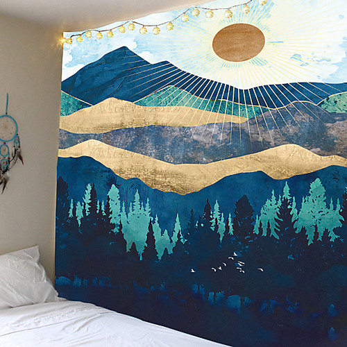 

Sunset Mountain Indigo Tapestry Natuur Art Muur Stof Hippie Psychedelische Tapijt Muur Opknoping Boom Landschap Muur Tapijt Doek