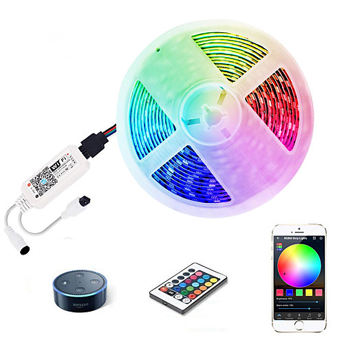 

ZDM WiFi Intelligent Remote Dimming 5M Watetproof 300 LEDS 5050 SMD RGB LED Tiktok LED Strip Lightsing with IR24 key Controller Kit DC12V