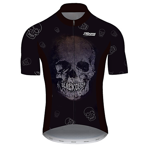 

21Grams Men's Short Sleeve Cycling Jersey 100% Polyester Black Skull Bike Jersey Top Mountain Bike MTB Road Bike Cycling UV Resistant Breathable Quick Dry Sports Clothing Apparel / Stretchy
