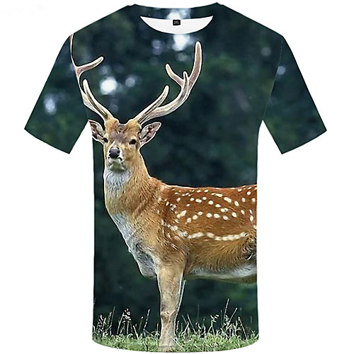 

Men's Daily Sports Basic / Street chic T-shirt - 3D / Graphic / Animal Print Blue