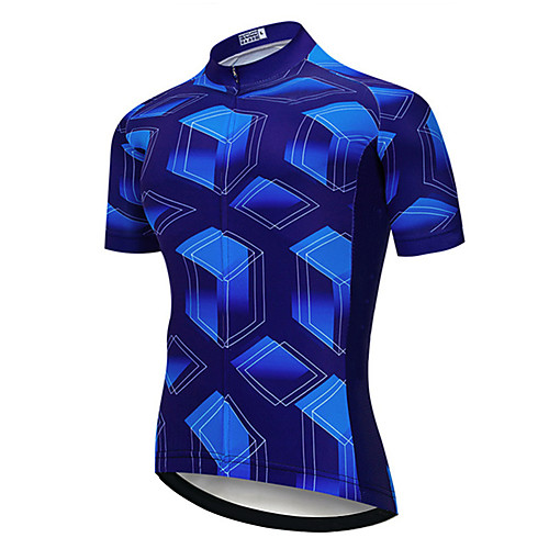 

21Grams Men's Short Sleeve Cycling Jersey Blue Bike Jersey Top Mountain Bike MTB Road Bike Cycling UV Resistant Breathable Quick Dry Sports Clothing Apparel / Stretchy