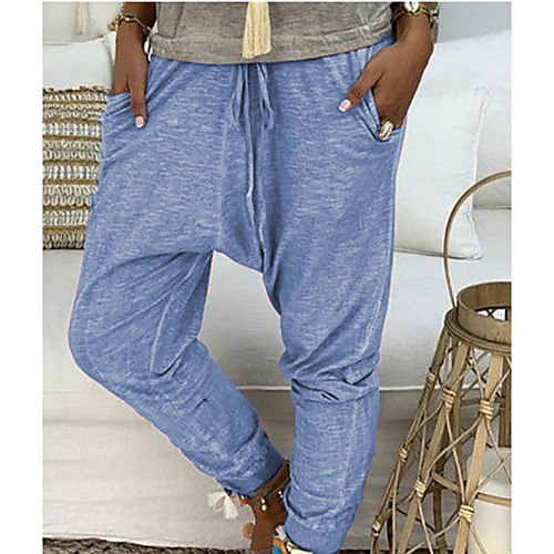 

Women's Basic Chinos Pants - Solid Colored Light Blue M L XL