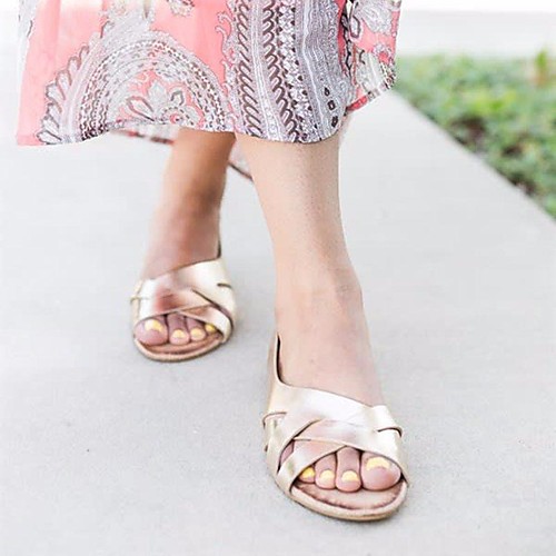 

Women's Sandals Flat Heel Open Toe PU Summer Gold / Brown / Black