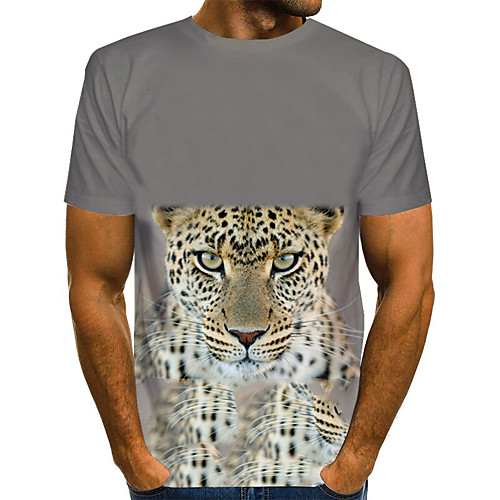 

Men's Daily Weekend Basic / Exaggerated T-shirt - Color Block / Rainbow / Abstract Print Rainbow