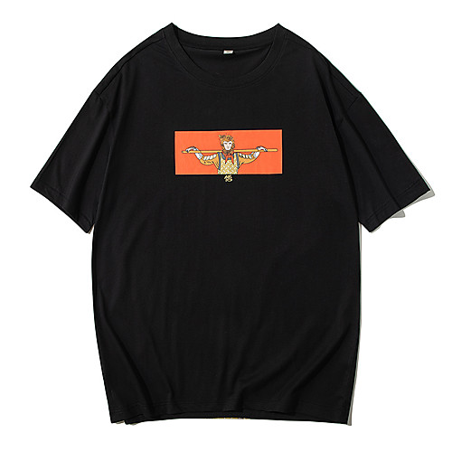 

Men's Color Block Graphic T-shirt - Cotton Daily Round Neck White / Black / Yellow / Short Sleeve