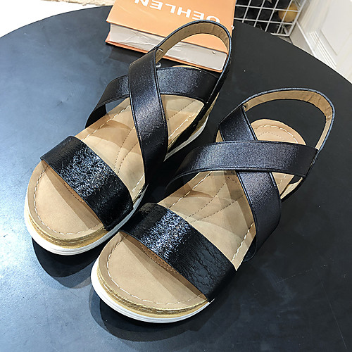 

Women's Sandals 2020 Creepers Open Toe PU Sweet Spring & Fall / Spring & Summer Silver / Black / Wedding / Party & Evening
