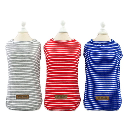

Dog Vest Dog Clothes Red Light Green Pink Costume Husky Labrador Alaskan Malamute Cotton Stripes Casual / Daily S M L XL XXL