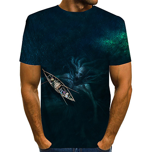 

Men's Daily Weekend Basic / Exaggerated T-shirt - Color Block / Rainbow / Abstract Print Rainbow