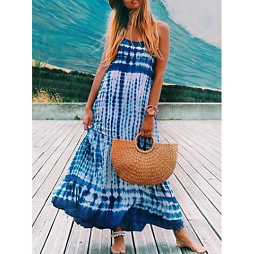 

Women's Blue Dress A Line Striped S M