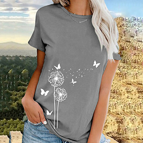 

Women's Daily T-shirt - Solid Colored Print Blue