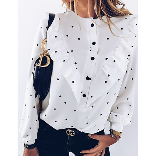 

Women's Daily Shirt - Polka Dot White