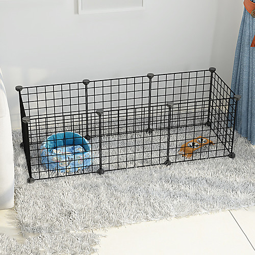 

Dog Playpen Play House Fence Systems Foldable Washable Durable Free Standing Plastic Black 8pcs