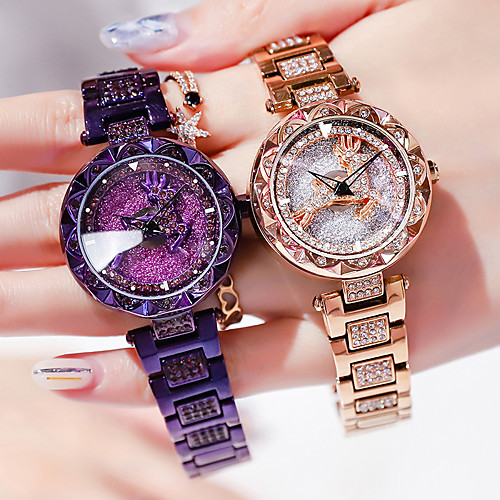 

Women's Steel Band Watches Luxury Fashion Stainless Steel Japanese Quartz Rose Gold Purple Water Resistant / Waterproof 30 m 1 pc Analog One Year Battery Life