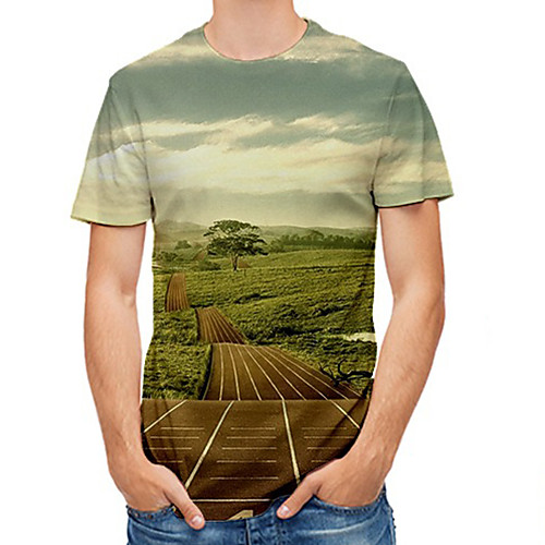 

Men's Daily Basic T-shirt - 3D Print Light Green